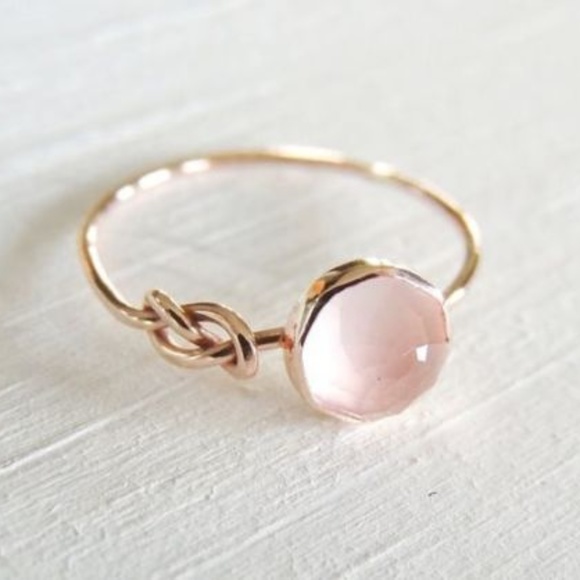 18K Rose Gold Filled Pink Moonstone Ring New